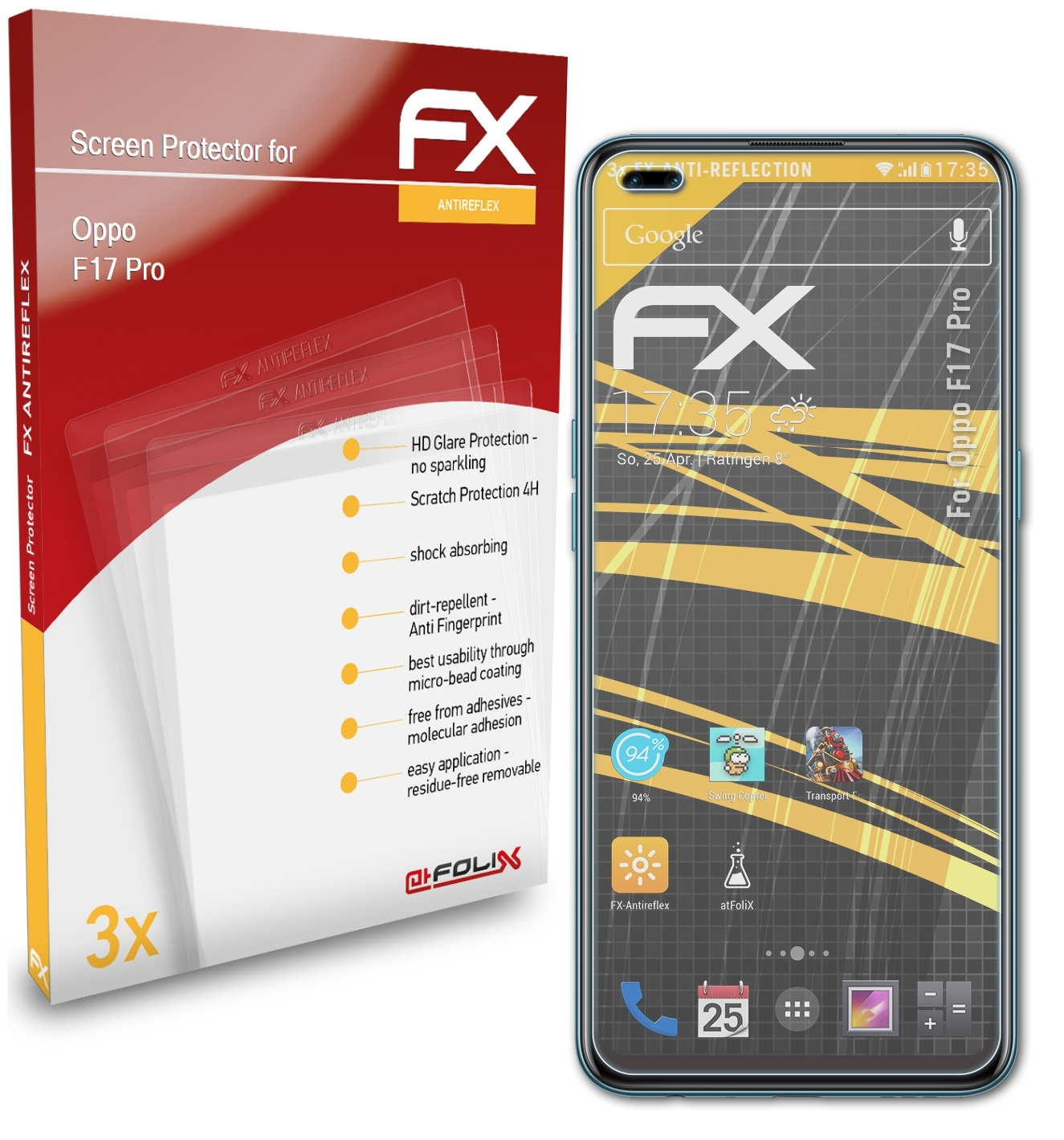 Displayschutz(für ATFOLIX F17 3x Pro) Oppo FX-Antireflex