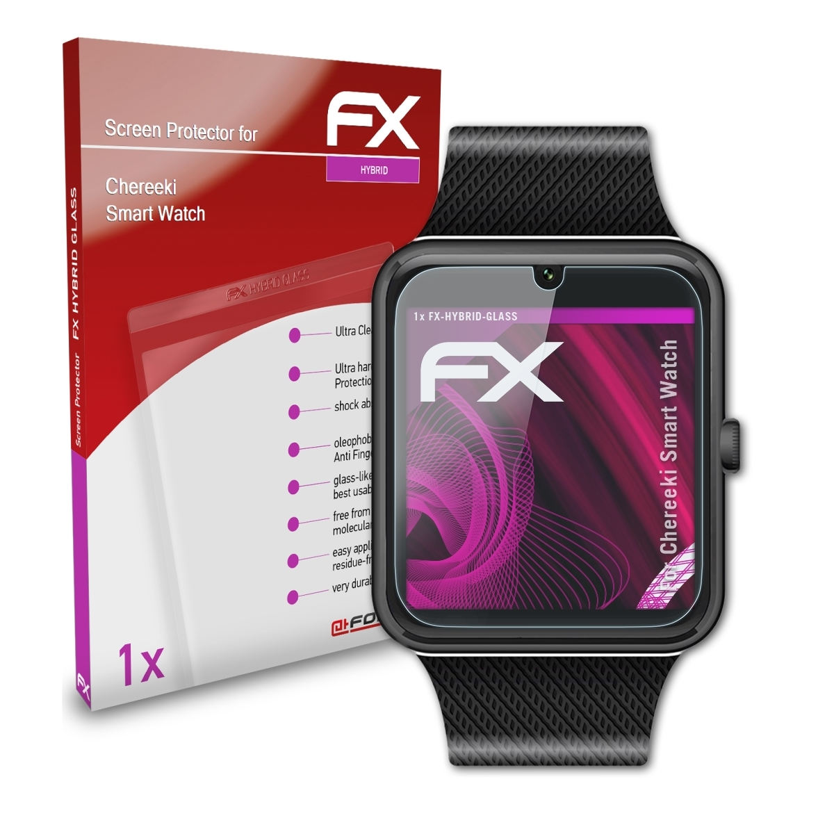 ATFOLIX FX-Hybrid-Glass Schutzglas(für Chereeki Smart Watch)