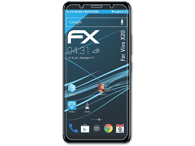 Vivo Displayschutz(für FX-Clear ATFOLIX X20) 3x
