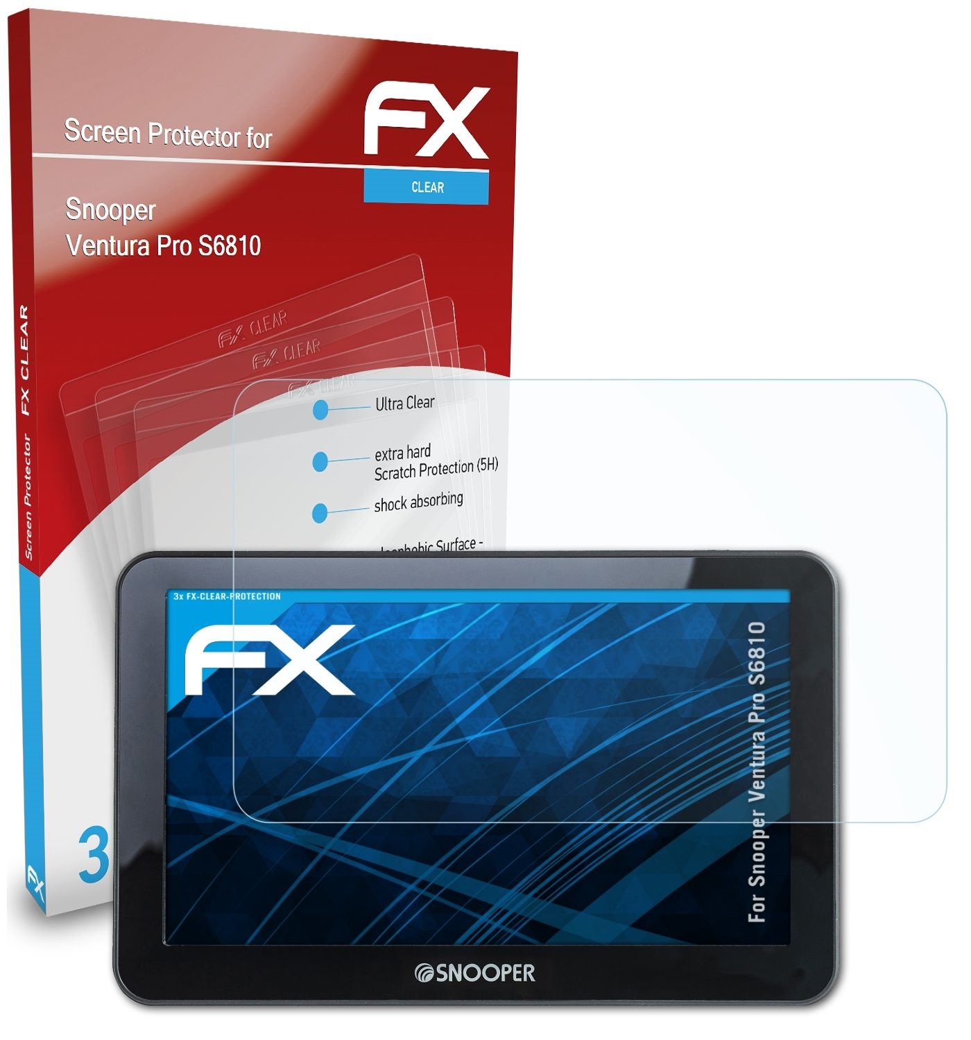 ATFOLIX FX-Clear Pro Snooper Displayschutz(für Ventura S6810) 3x