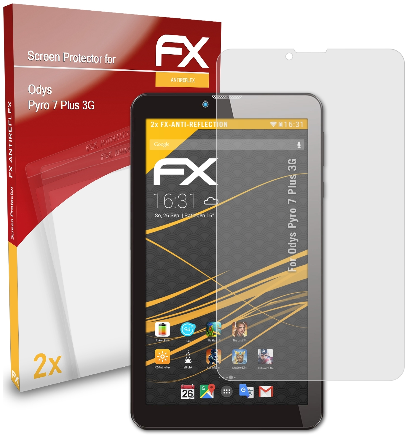 ATFOLIX 2x FX-Antireflex Displayschutz(für Odys 3G) Plus Pyro 7