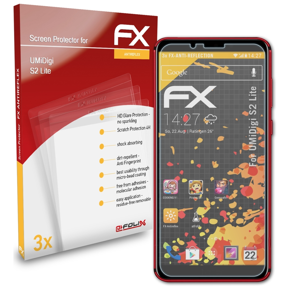 ATFOLIX 3x FX-Antireflex Displayschutz(für UMiDigi Lite) S2