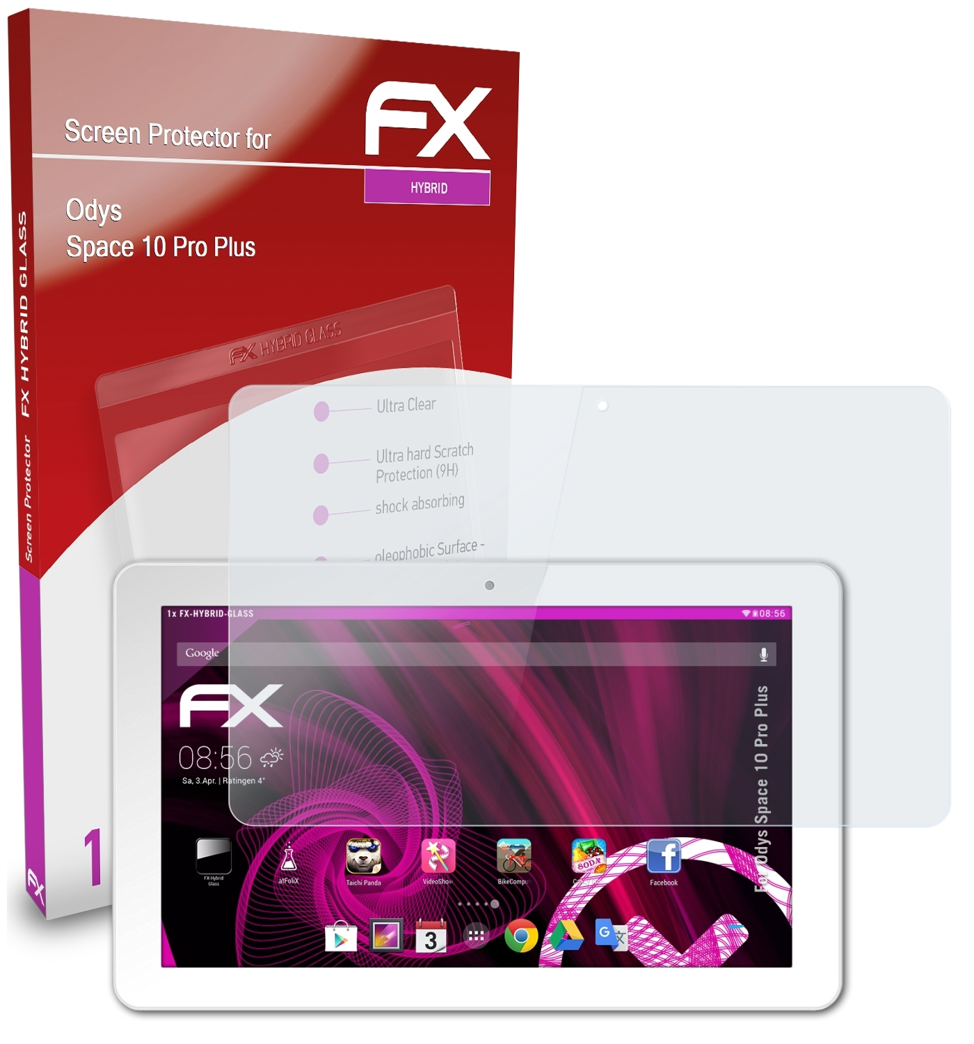 ATFOLIX FX-Hybrid-Glass Schutzglas(für Odys Plus) 10 Pro Space