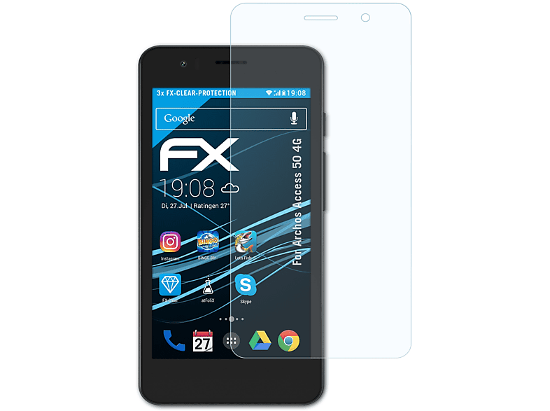 Displayschutz(für 4G) 3x Archos ATFOLIX Access FX-Clear 50
