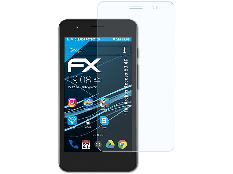 ATFOLIX 3x Archos 4G) Access FX-Clear Displayschutz(für 50