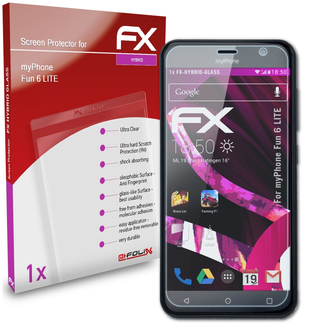 ATFOLIX FX-Hybrid-Glass LITE) 6 Fun Schutzglas(für myPhone