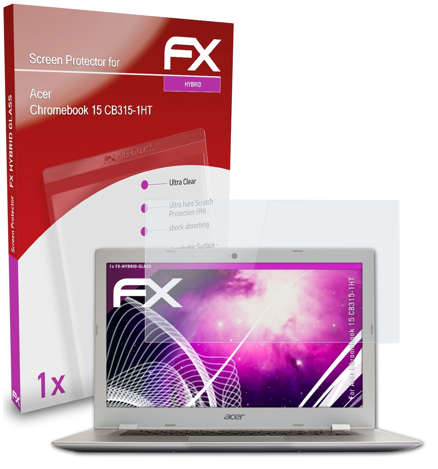 ATFOLIX FX-Hybrid-Glass Schutzglas(für Acer Chromebook 15 (CB315-1HT))