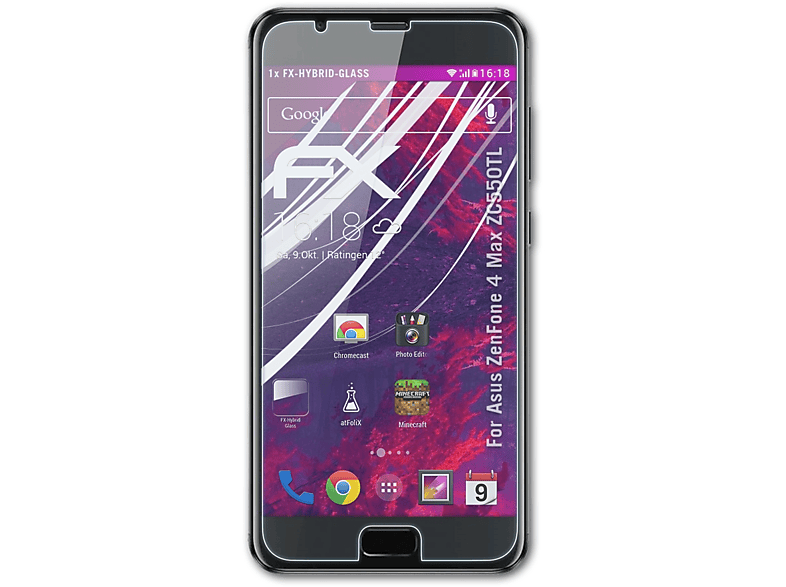 ATFOLIX FX-Hybrid-Glass Schutzglas(für Asus ZenFone 4 Max (ZC550TL))