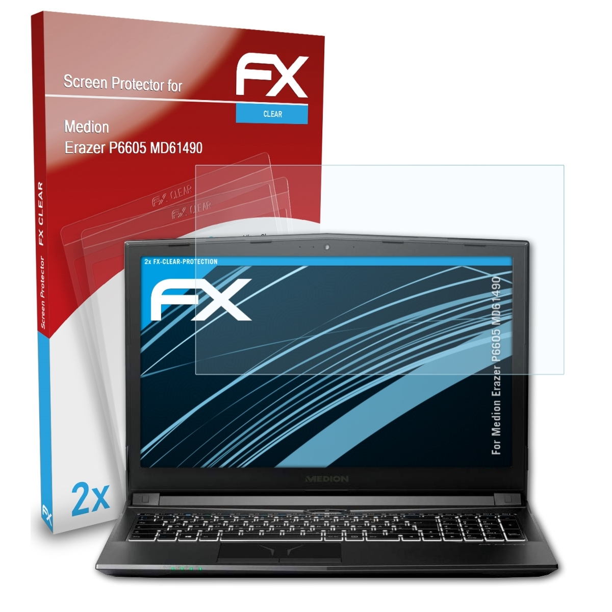 ATFOLIX 2x FX-Clear P6605 (MD61490)) Medion Displayschutz(für Erazer