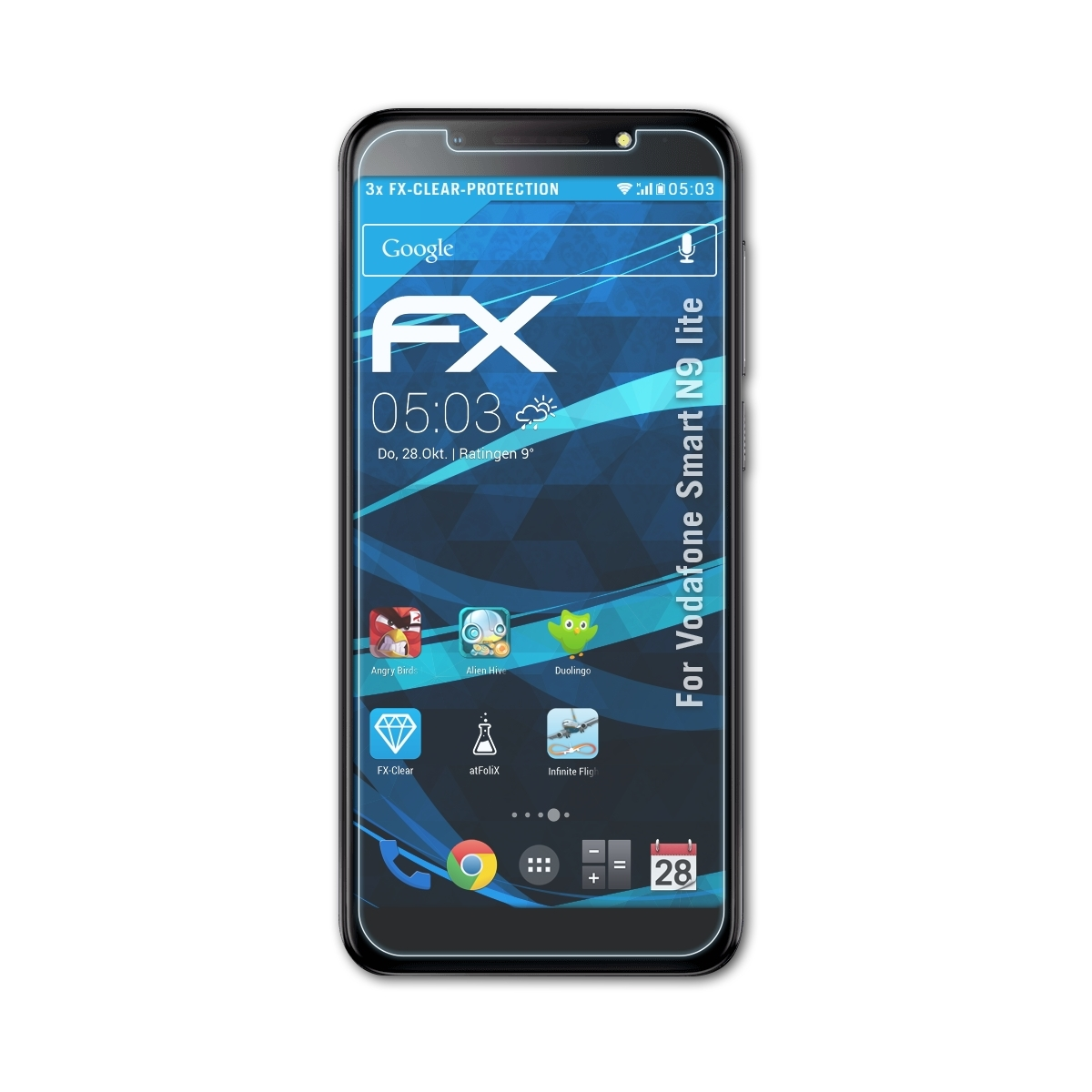 ATFOLIX Vodafone Smart 3x FX-Clear N9 Displayschutz(für lite)