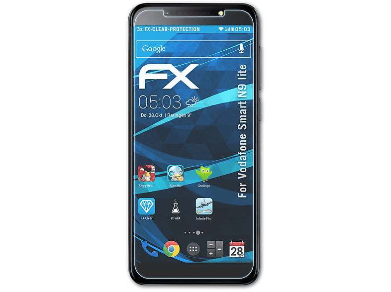 ATFOLIX 3x FX-Clear Displayschutz(für Vodafone Smart N9 lite)