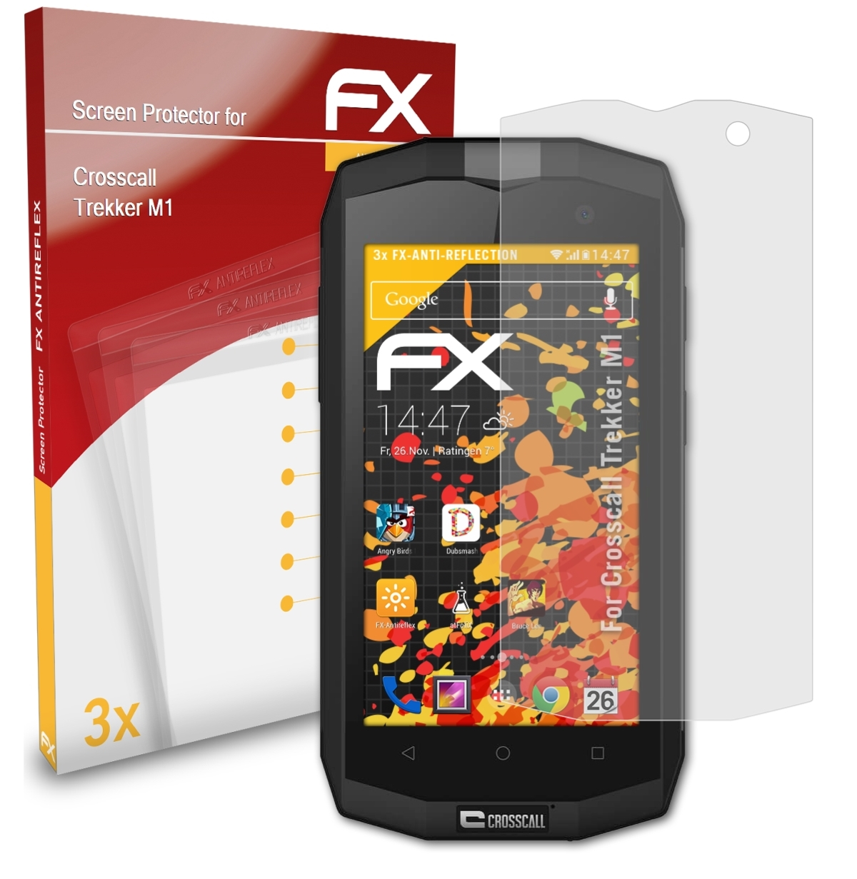 FX-Antireflex Crosscall M1) 3x ATFOLIX Trekker Displayschutz(für