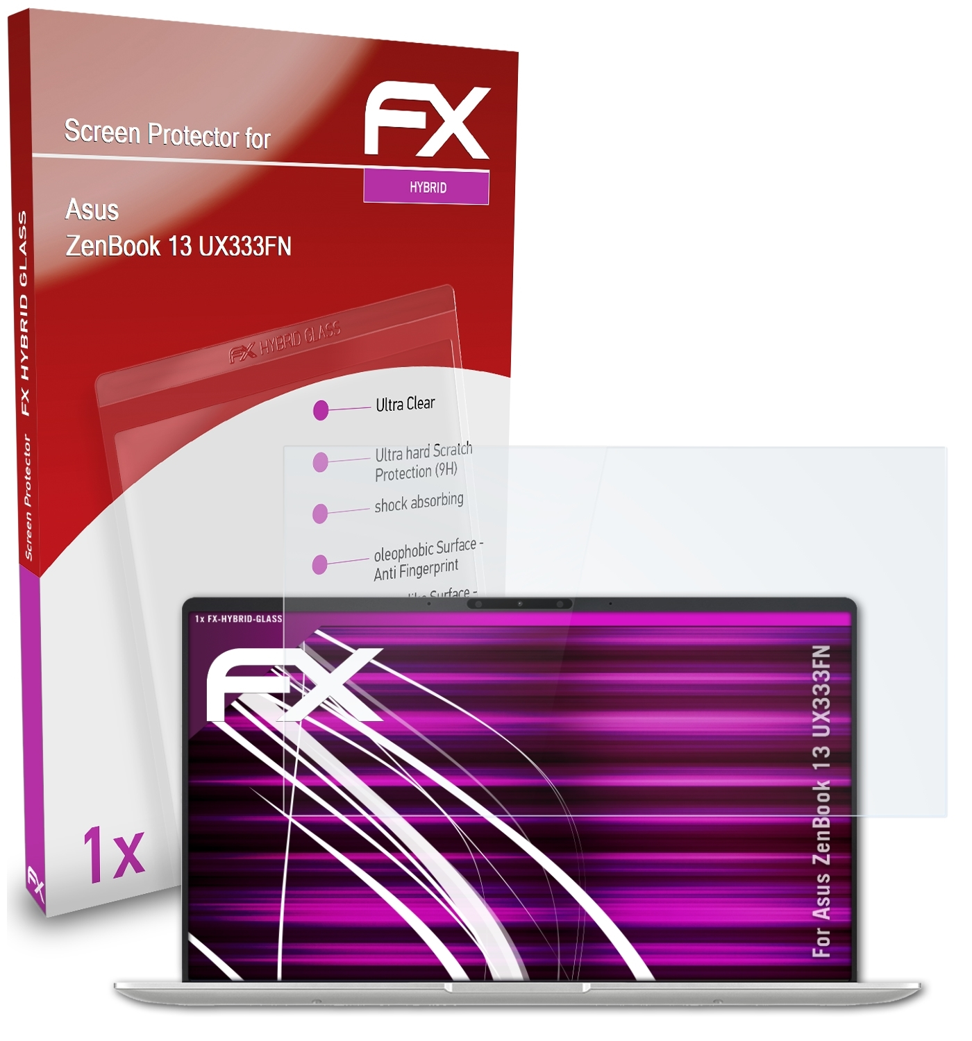 ATFOLIX FX-Hybrid-Glass Schutzglas(für (UX333FN)) Asus ZenBook 13