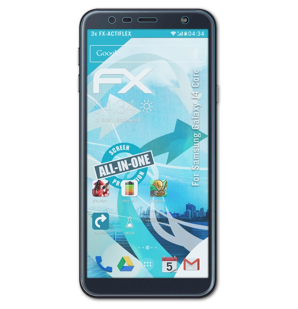 ATFOLIX 3x Displayschutz(für Core) Galaxy J4 Samsung FX-ActiFleX