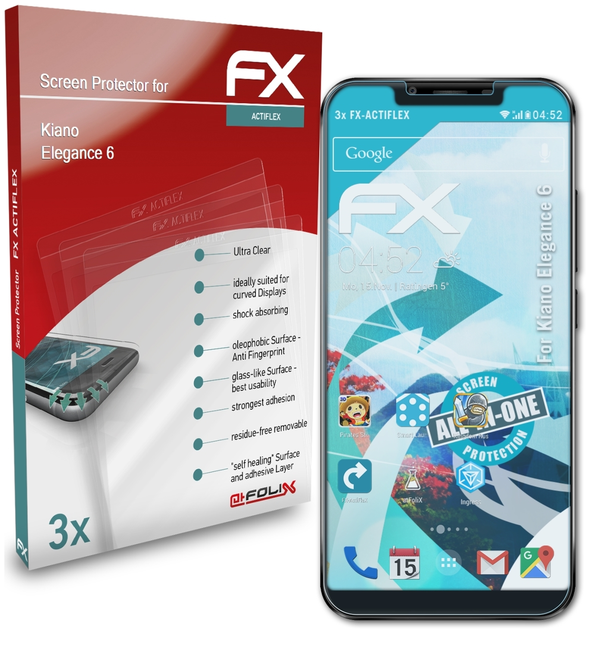 FX-ActiFleX Kiano 6) 3x Displayschutz(für ATFOLIX Elegance