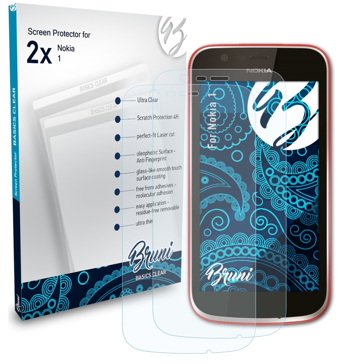 BRUNI 2x Basics-Clear Nokia 1) Schutzfolie(für