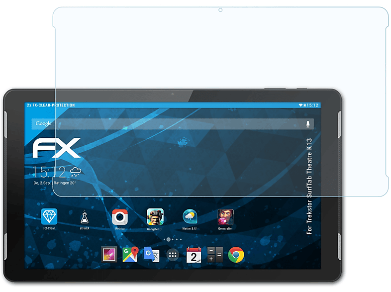 ATFOLIX 2x FX-Clear Displayschutz(für Trekstor SurfTab Theatre K13)