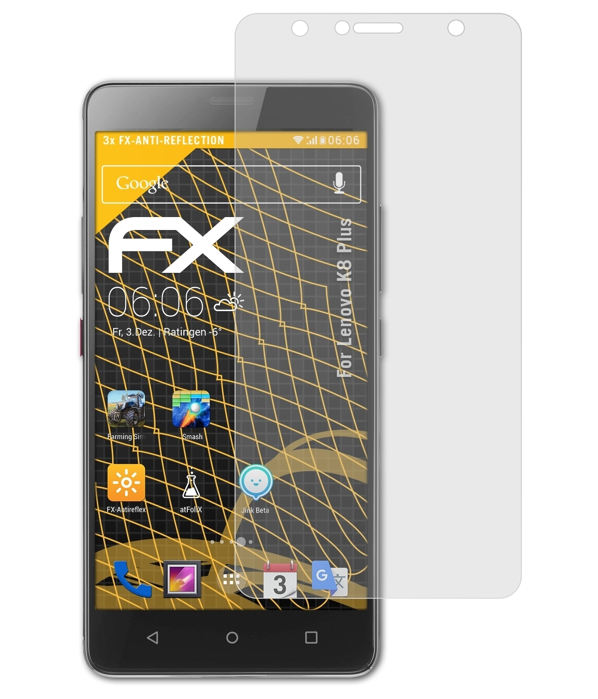 Plus) K8 Displayschutz(für FX-Antireflex ATFOLIX Lenovo 3x