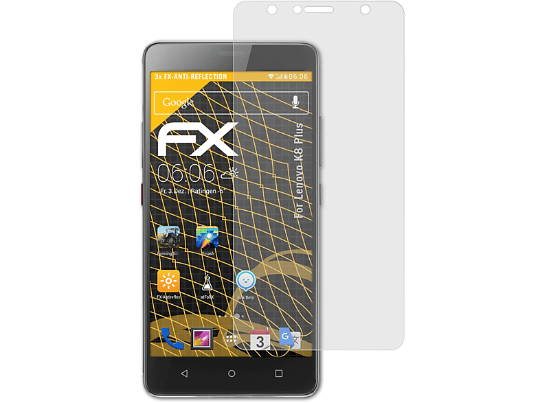 ATFOLIX 3x FX-Antireflex Displayschutz(für Lenovo K8 Plus) | Displayschutzfolien & Gläser