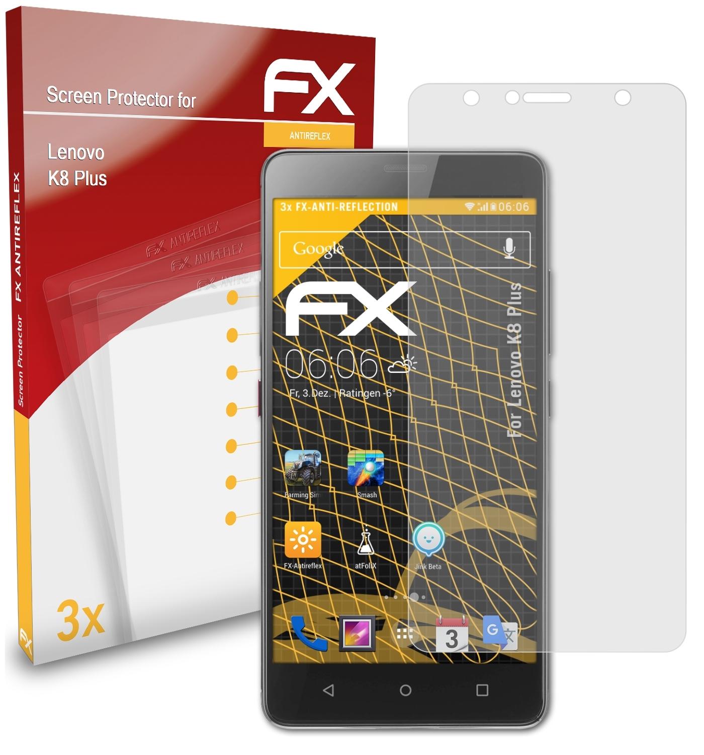 ATFOLIX 3x Displayschutz(für Plus) Lenovo K8 FX-Antireflex