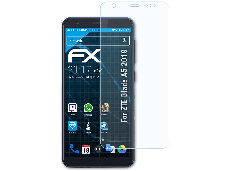 ATFOLIX 3x FX-Clear Displayschutz(für ZTE Blade A5 2019) | Displayschutzfolien & Gläser