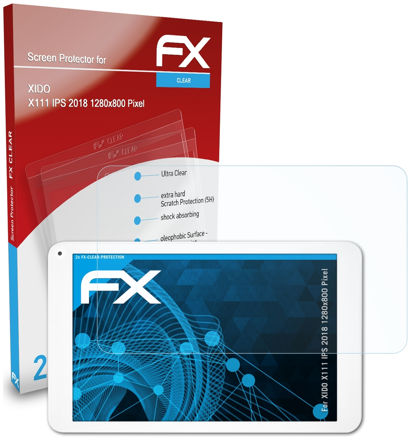 ATFOLIX 2x IPS XIDO FX-Clear Pixel)) Displayschutz(für X111 (1280x800 2018