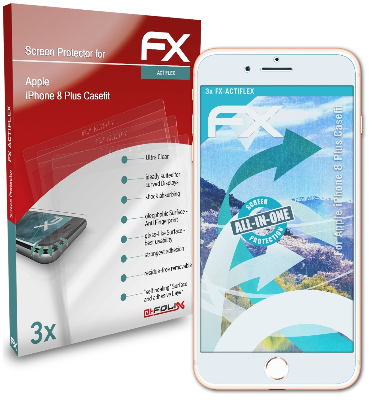 3x iPhone Displayschutz(für (Casefit)) FX-ActiFleX ATFOLIX Apple Plus 8