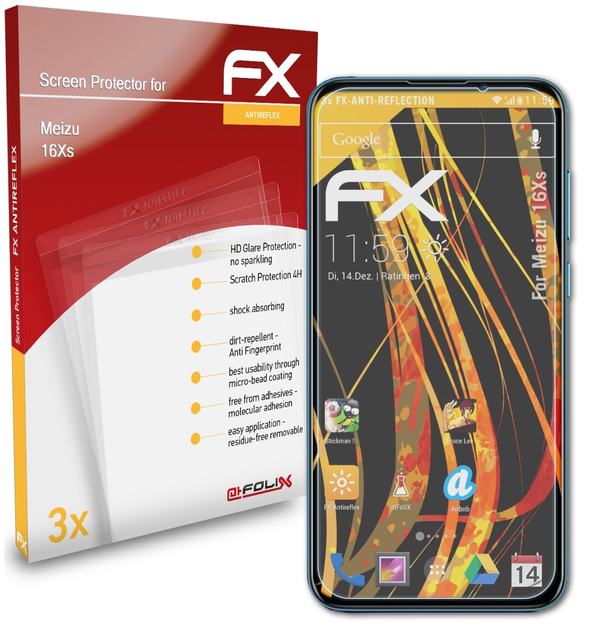 ATFOLIX Meizu Displayschutz(für FX-Antireflex 3x 16Xs)