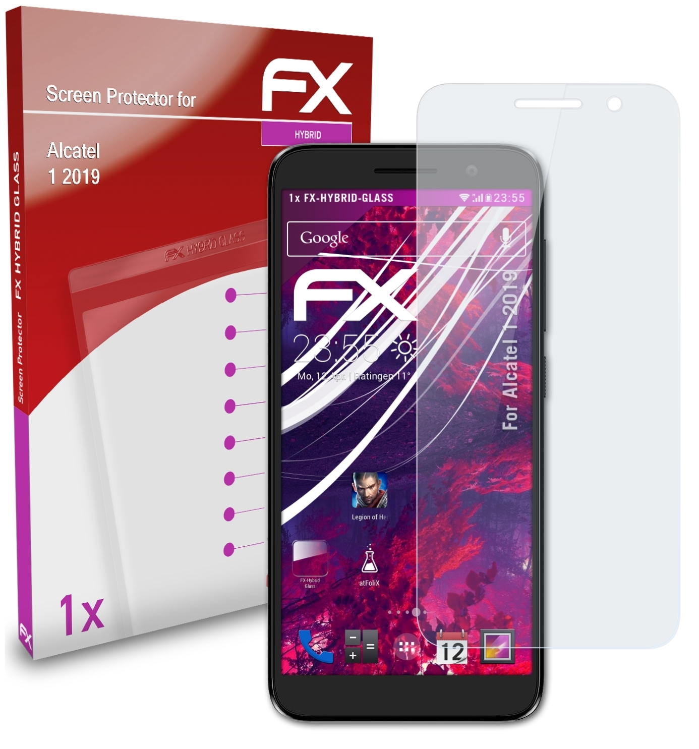 ATFOLIX FX-Hybrid-Glass Schutzglas(für (2019)) Alcatel 1