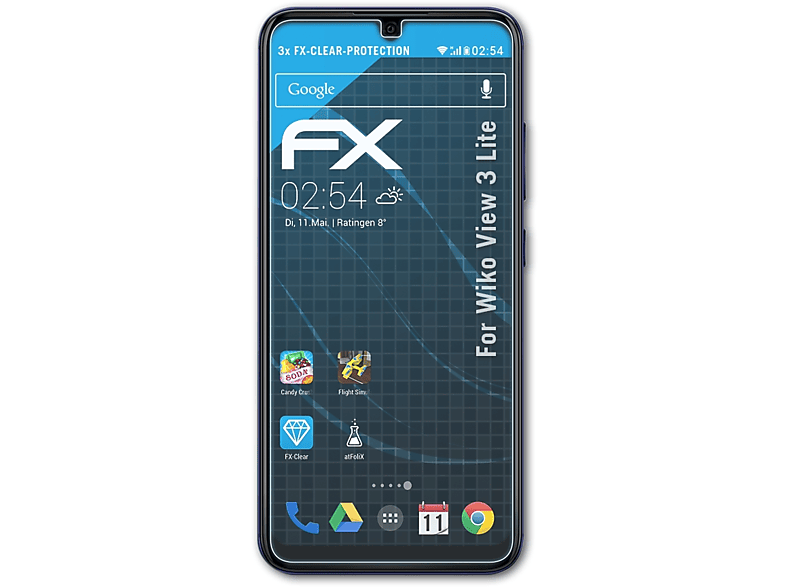 ATFOLIX 3x FX-Clear Displayschutz(für Lite) 3 View Wiko