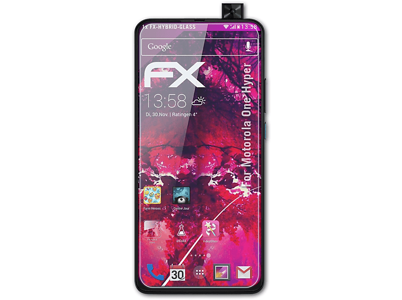 ATFOLIX FX-Hybrid-Glass Schutzglas(für Motorola One Hyper)