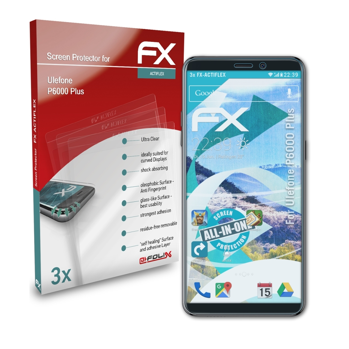 3x ATFOLIX P6000 Plus) Ulefone FX-ActiFleX Displayschutz(für