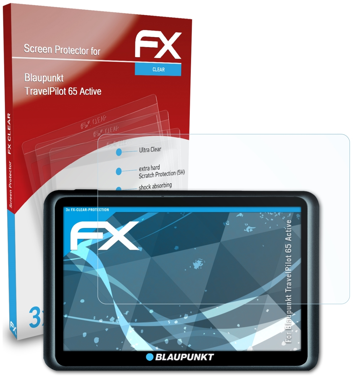 ATFOLIX 3x FX-Clear Displayschutz(für Blaupunkt Active) 65 TravelPilot