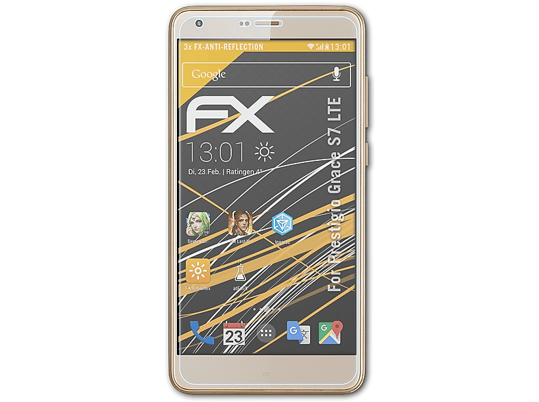 ATFOLIX 3x FX-Antireflex Displayschutz(für Prestigio Grace S7 LTE)