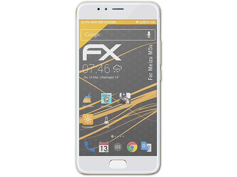 ATFOLIX 3x FX-Antireflex Displayschutz(für Meizu M5s)
