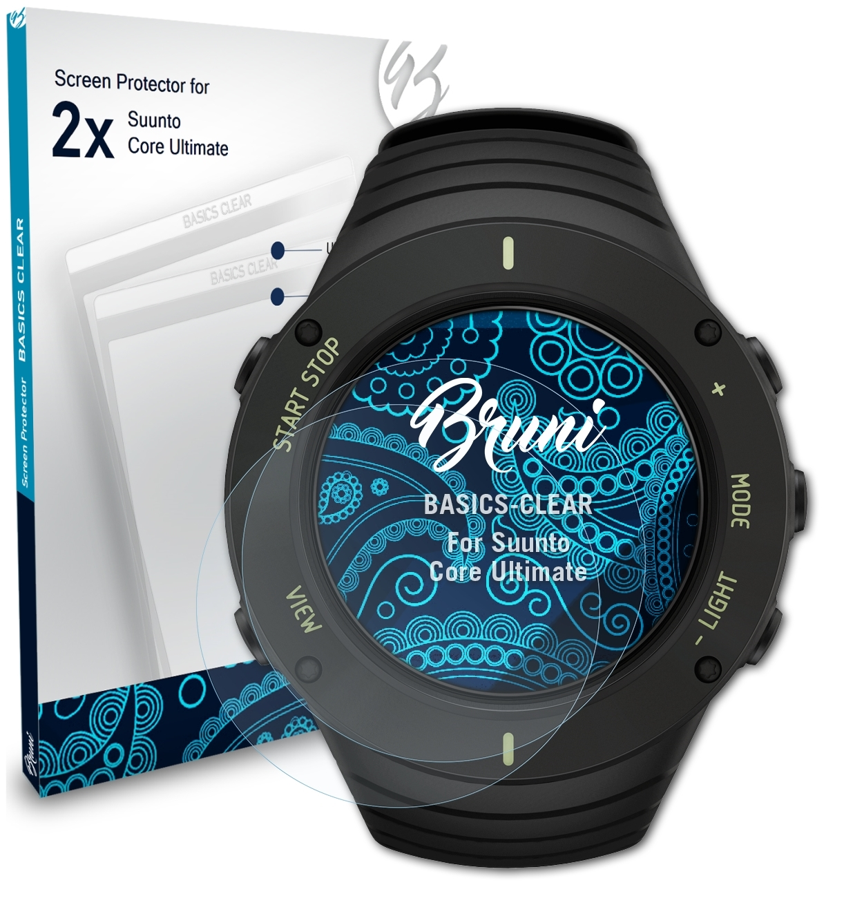 BRUNI 2x Basics-Clear Ultimate) Core Schutzfolie(für Suunto