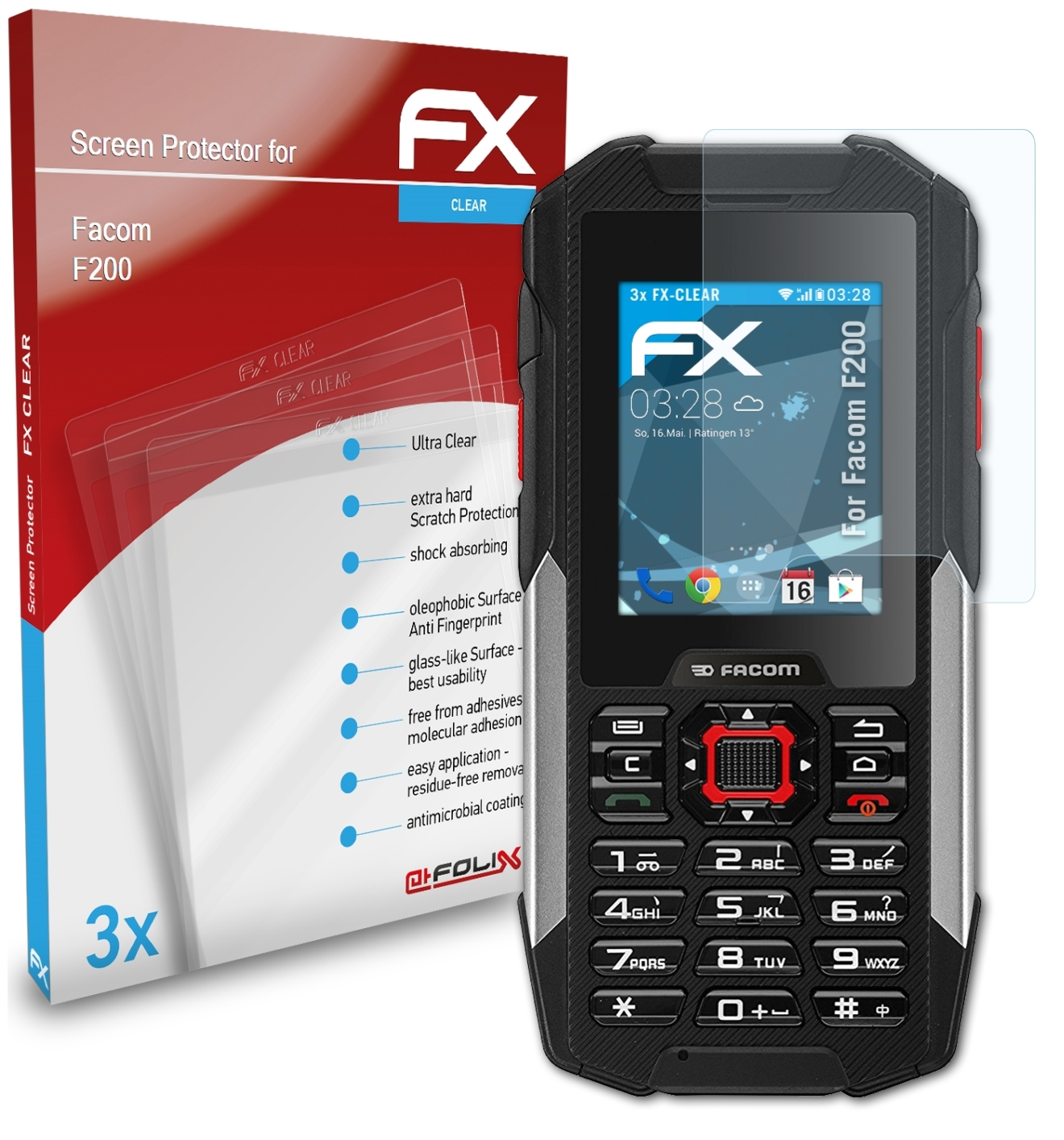 ATFOLIX 3x FX-Clear Displayschutz(für Facom F200)