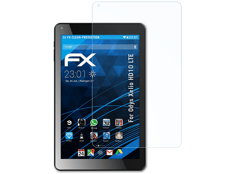 ATFOLIX 2x FX-Clear Displayschutz(für Odys Xelio HD10 LTE)