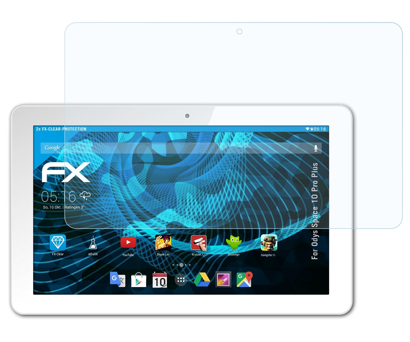 Plus) 10 ATFOLIX Displayschutz(für Space Pro FX-Clear 2x Odys