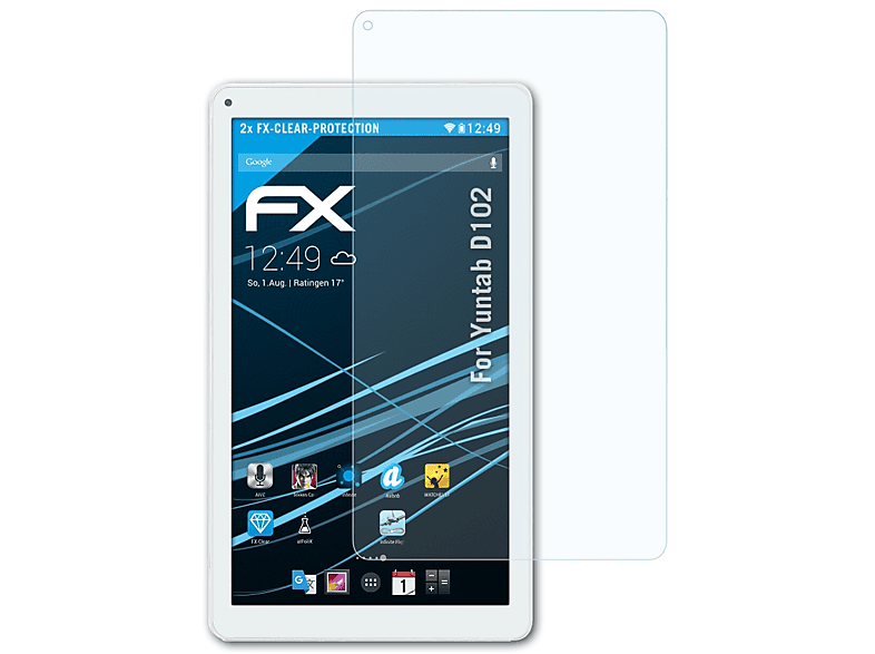 ATFOLIX 2x FX-Clear Displayschutz(für Yuntab D102)