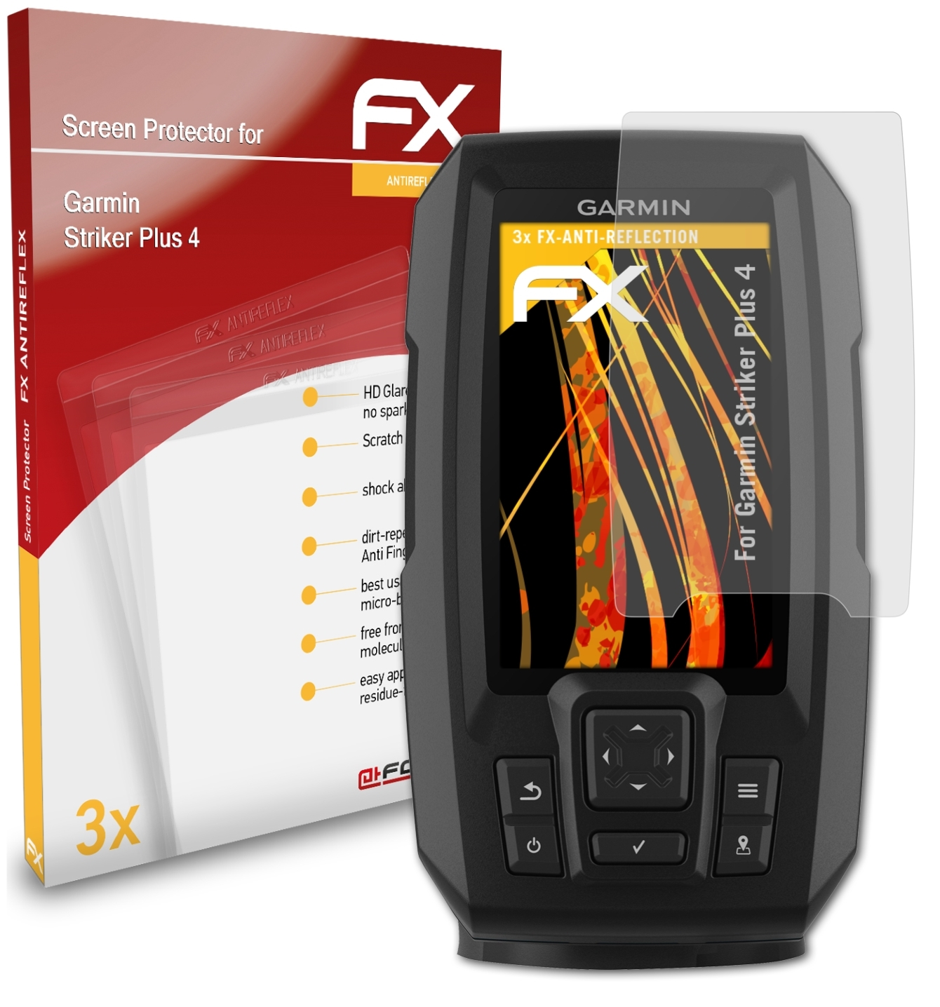 ATFOLIX 3x FX-Antireflex Displayschutz(für 4) Plus Striker Garmin
