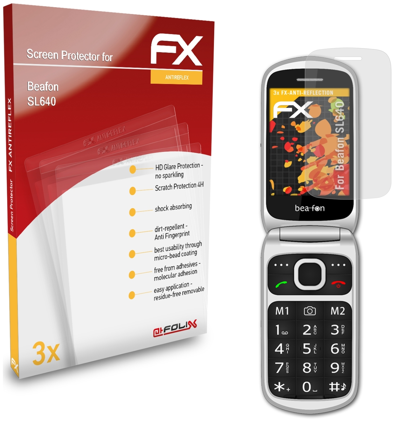 ATFOLIX Displayschutz(für SL640) 3x Beafon FX-Antireflex