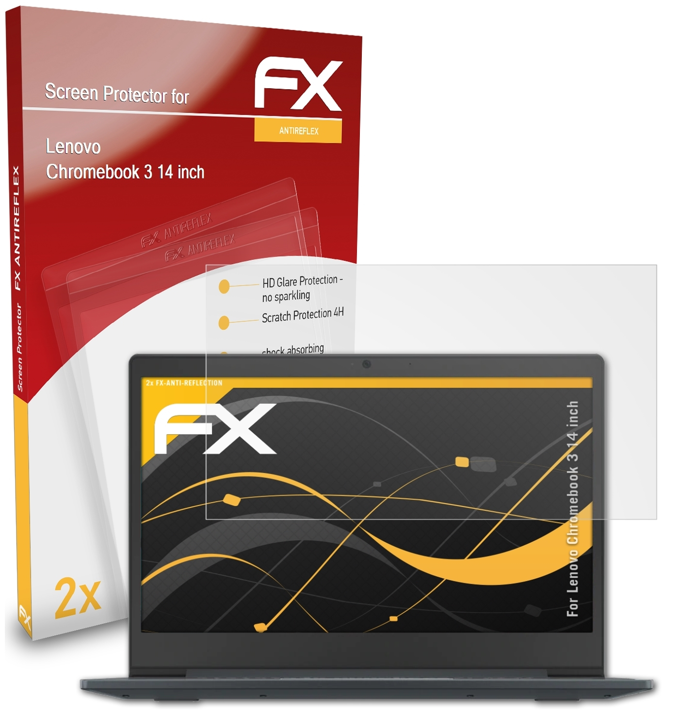 ATFOLIX 2x FX-Antireflex Displayschutz(für Lenovo 3 (14 inch)) Chromebook