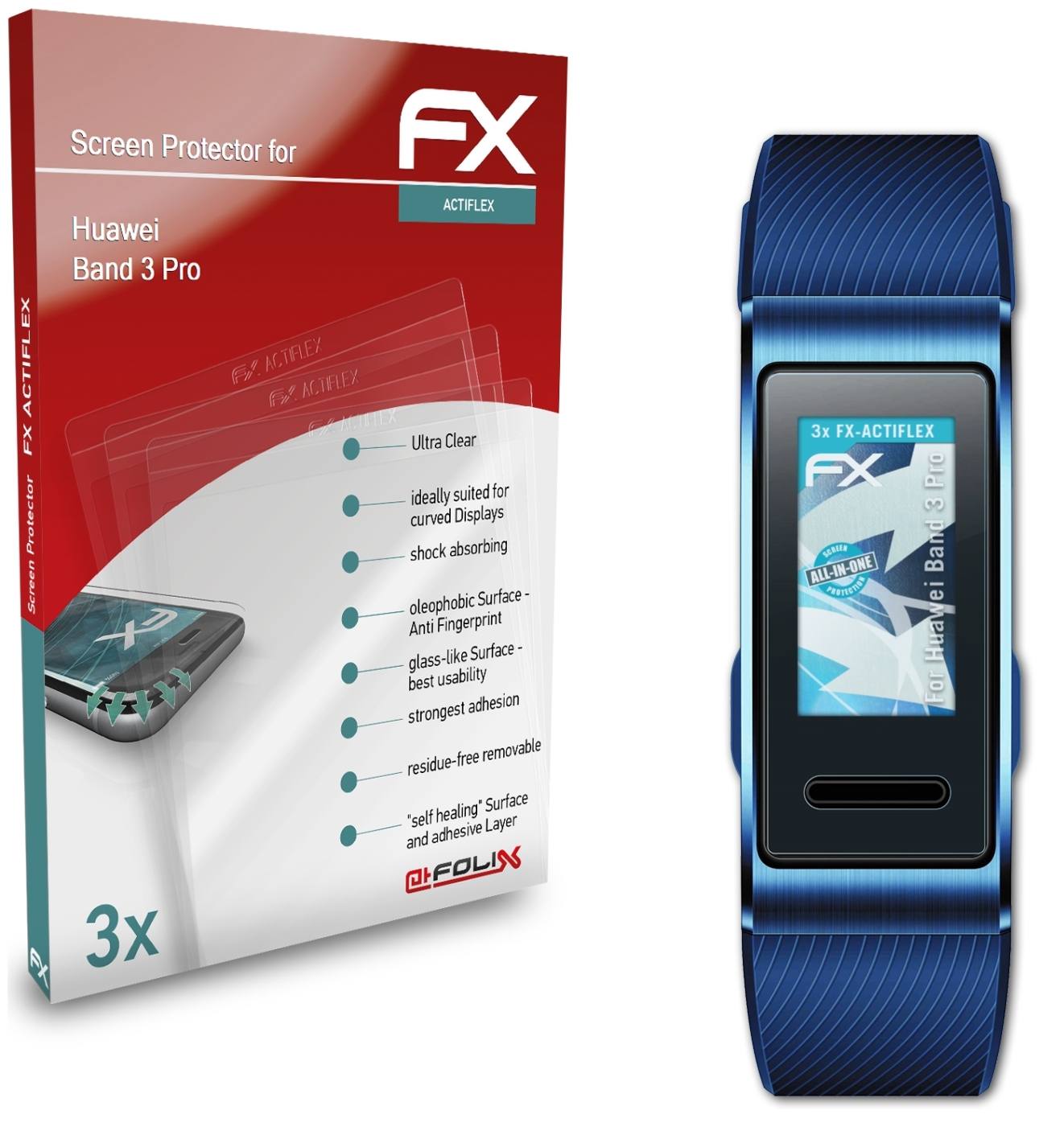 ATFOLIX 3x FX-ActiFleX Displayschutz(für Huawei Pro) 3 Band