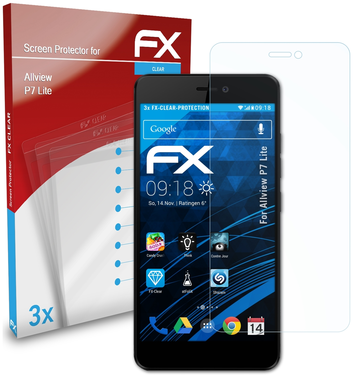 FX-Clear P7 Allview ATFOLIX Displayschutz(für Lite) 3x