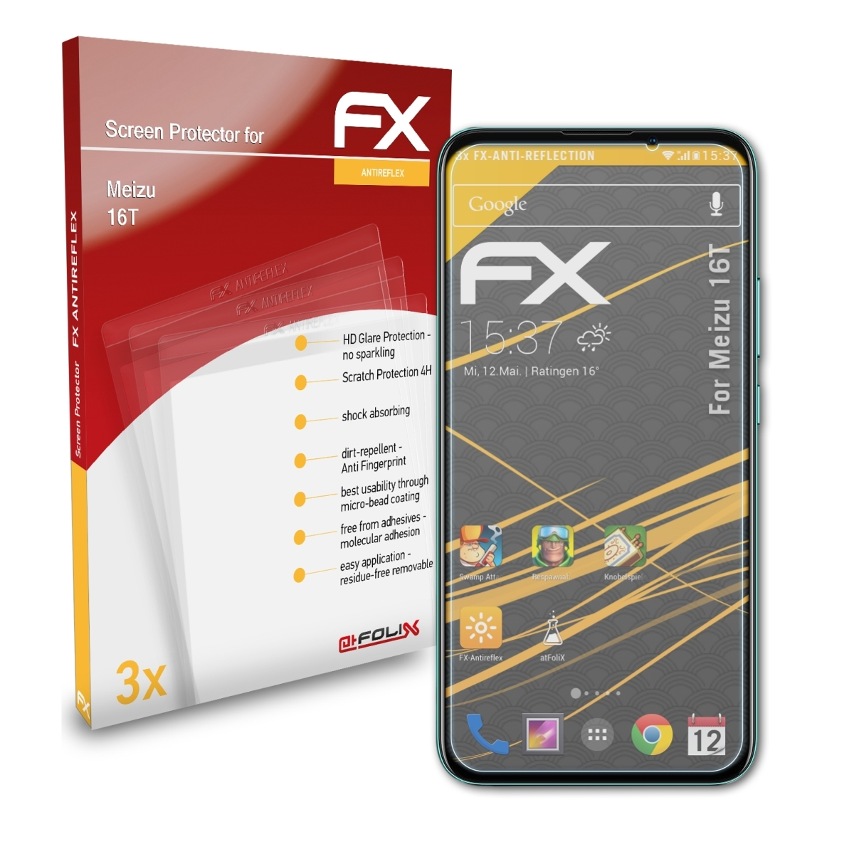 Displayschutz(für FX-Antireflex 3x 16T) Meizu ATFOLIX