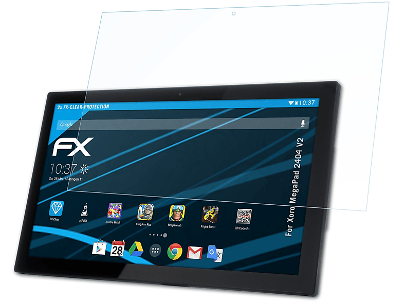 Displayschutz(für Xoro V2) MegaPad 2x ATFOLIX 2404 FX-Clear