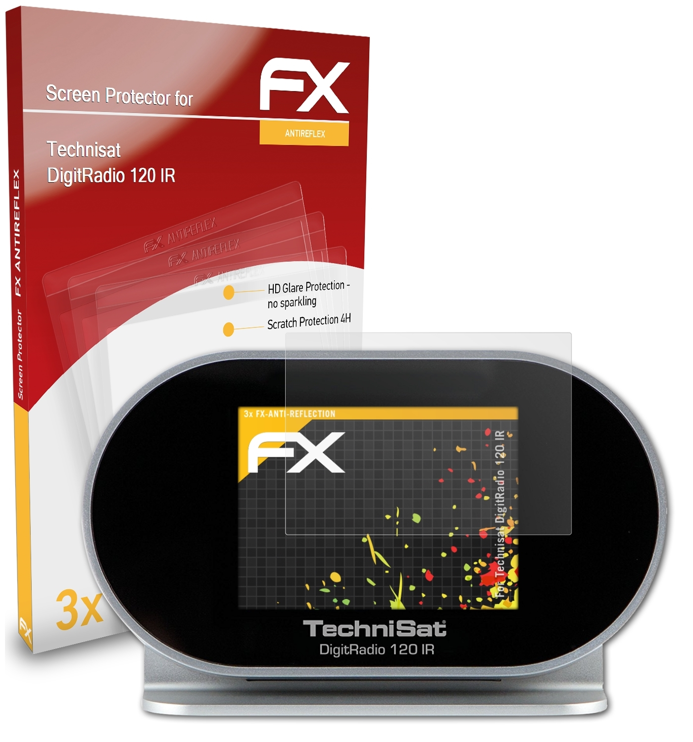 ATFOLIX 3x Displayschutz(für FX-Antireflex Technisat IR) 120 DigitRadio