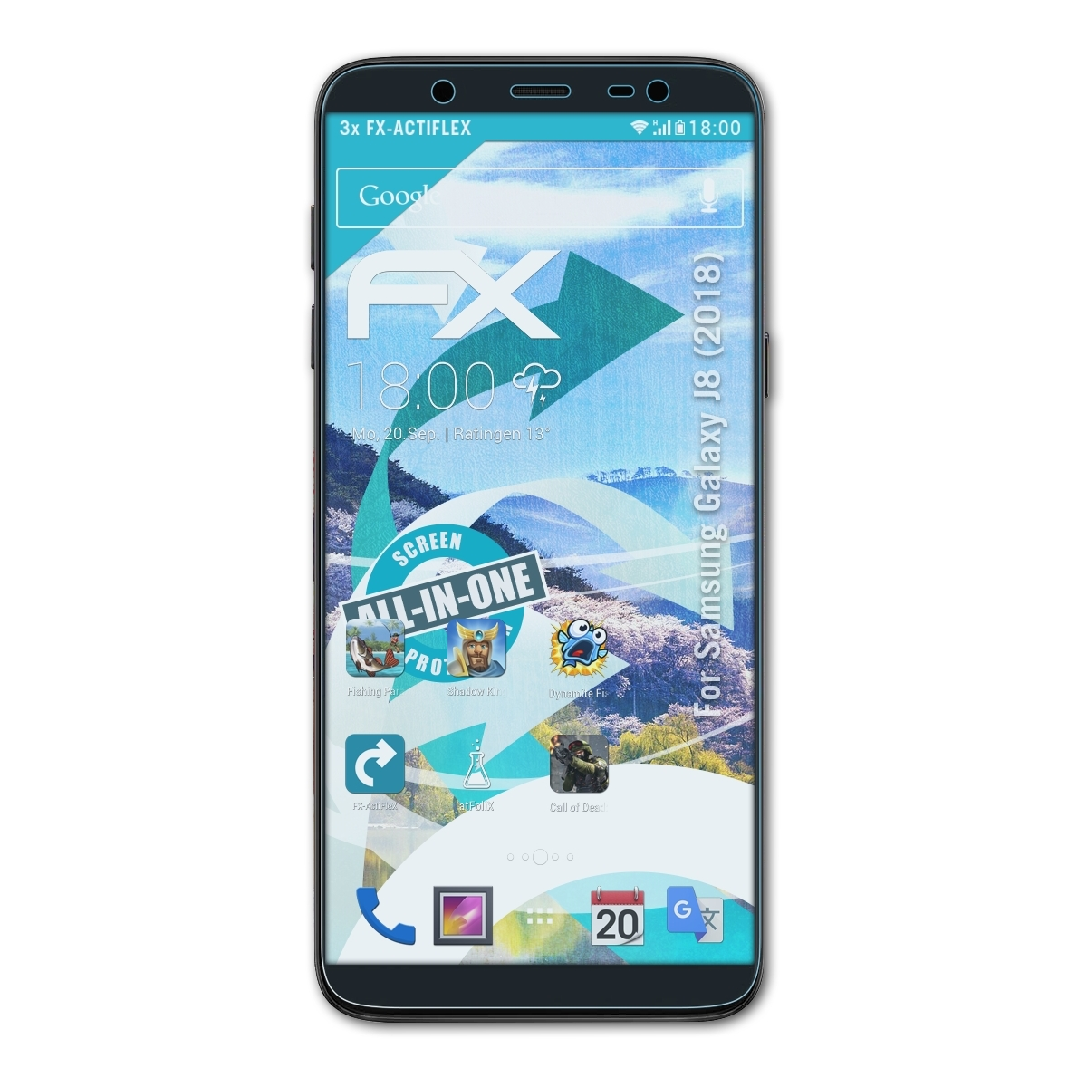 ATFOLIX 3x FX-ActiFleX Displayschutz(für J8 Samsung Galaxy (2018))