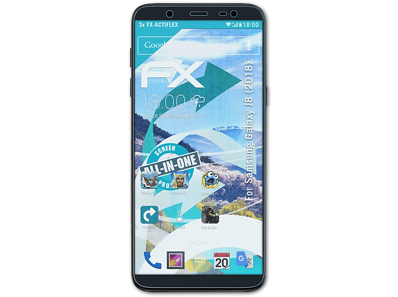 ATFOLIX 3x FX-ActiFleX (2018)) Samsung Galaxy J8 Displayschutz(für